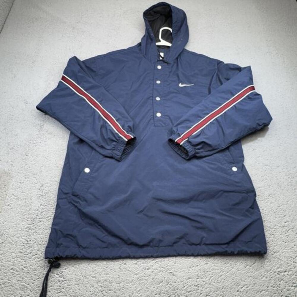 Vintage Nike‎ Pullover Jacket Mens Medium Blue Hooded Windbreaker Swoosh 90s Y2K